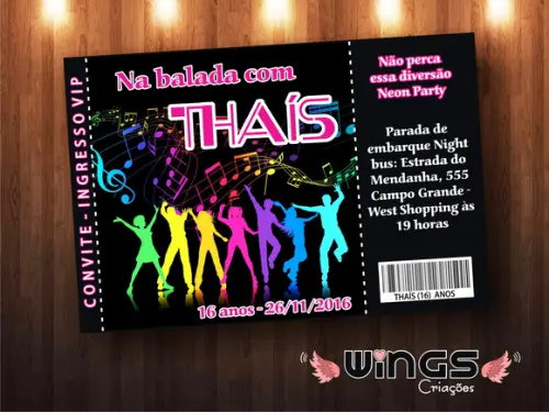 Convite Digital Balada Neon Ingresso Vip