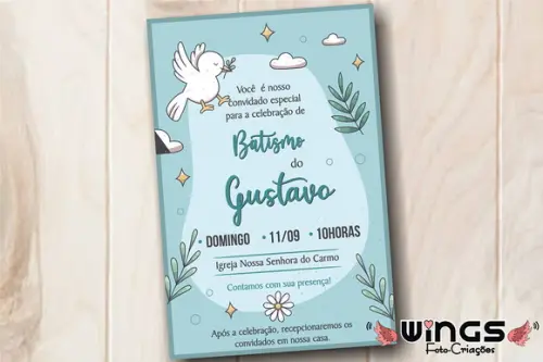Convite Digital Batizado Delicate - Menino