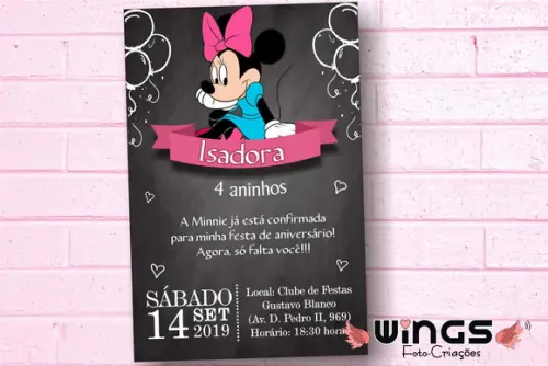 Convite Digital Chalkboard Minnie I