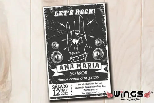 Convite Digital Chalkboard - Festa Rock N' Roll Woman