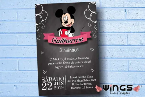 Convite Digital Chalkboard Mickey I
