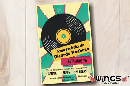 Convite Digital Festa Retrô - Anos 60/70/80