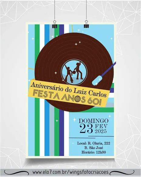 Convite Digital Festa Retrô - Anos 60/70/80