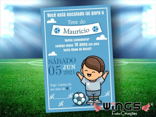 Convite Digital Futebol - Escolha sua cor!