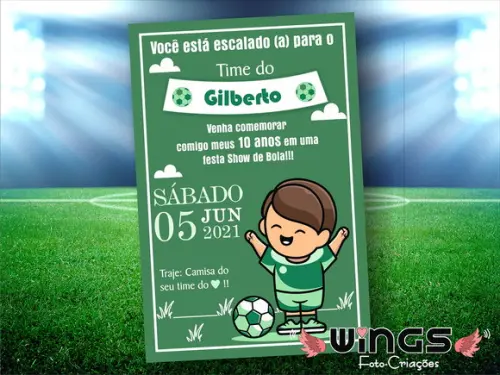 Convite Digital Futebol - Escolha sua cor!