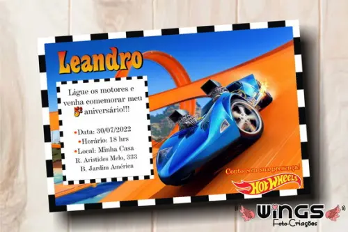 Convite Digital Hot Wheels 1