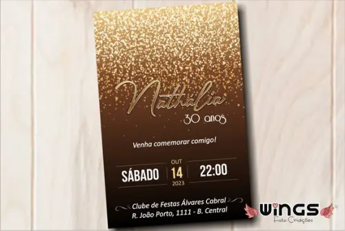 Convite Digital Golden Rain: 30 / 40 / 50 / 60 / 70 Anos...
