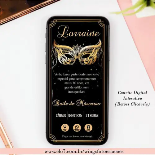 Convite Digital Interativo Baile de Máscaras 2