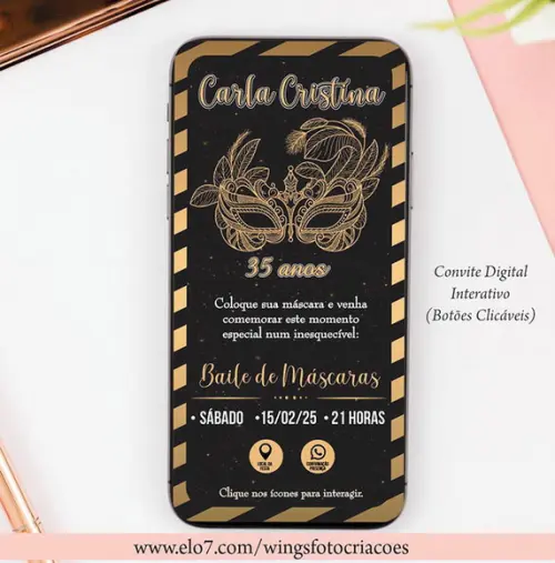 Convite Digital Interativo Baile de Máscaras 3