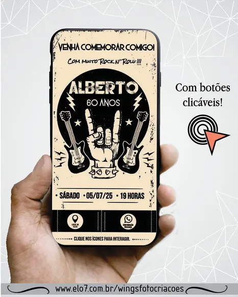 Convite Digital Interativo Festa Rock And Roll