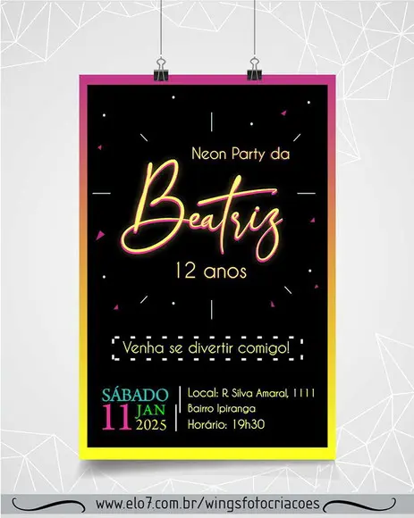 Convite Digital Neon Party