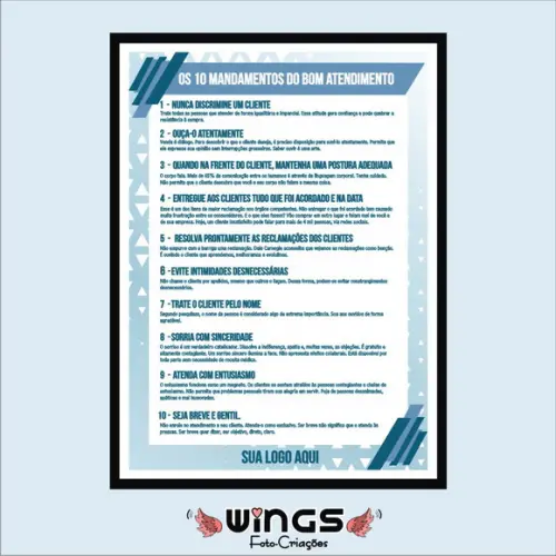 Quadro Digital - Os 10 Mandamentos do Bom Atendimento