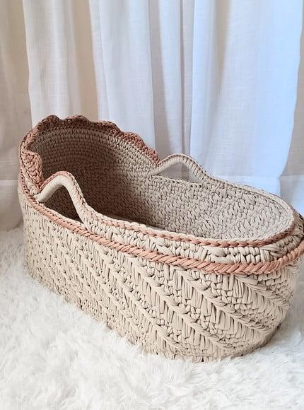 Cesto Moisés de Crochê Bercinho para Quarto Bebê