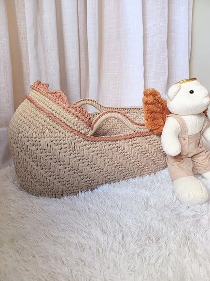 Cesto Moisés de Crochê Bercinho para Quarto Bebê