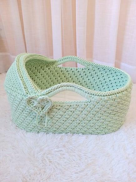 Cesto Moisés de Crochê Bercinho para Quarto Bebê