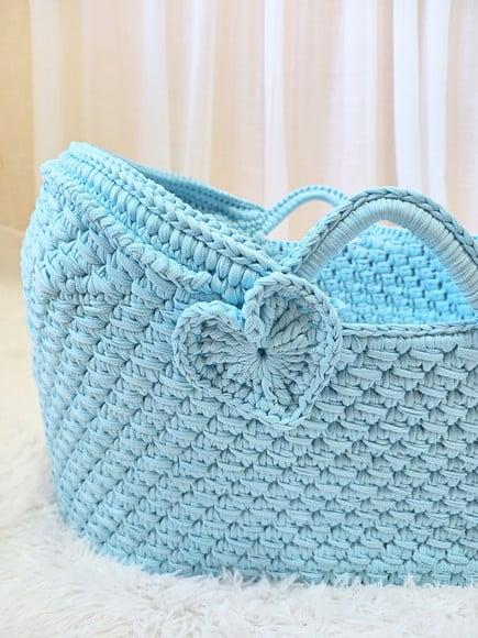Cesto Moisés de Crochê Bercinho para Quarto Bebê