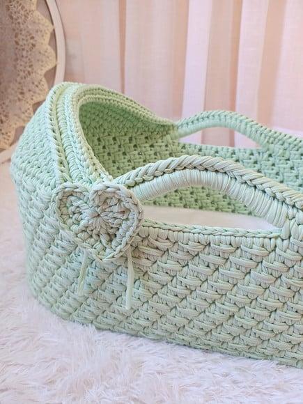 Cesto Moisés de Crochê Bercinho para Quarto Bebê