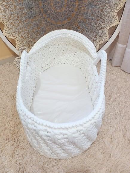 Cesto Moisés de Crochê Bercinho para Quarto Bebê