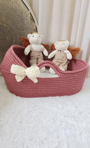 Cesto Moisés Grande de Crochê Bercinho para Quarto Bebê