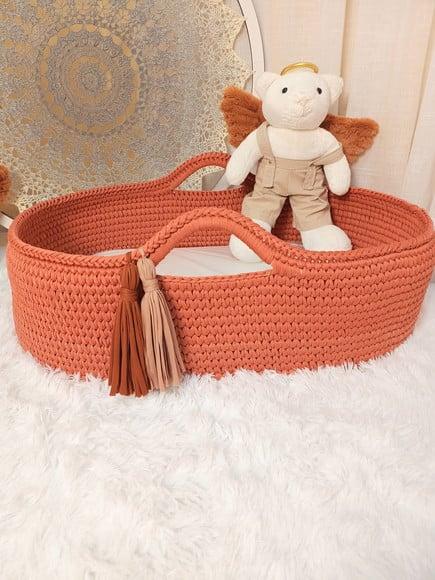 Cesto Moisés Grande de Crochê Bercinho para Quarto Bebê