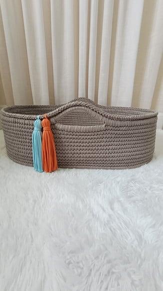 Cesto Moisés Grande de Crochê Bercinho para Quarto Bebê