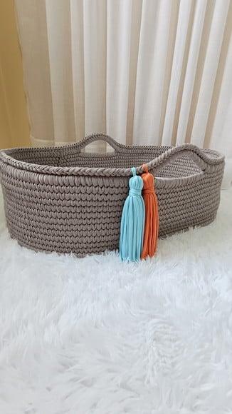 Cesto Moisés Grande de Crochê Bercinho para Quarto Bebê