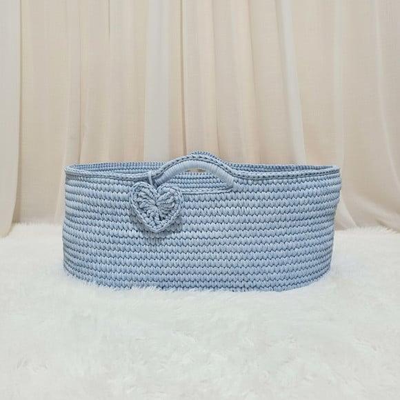 Cesto Moisés Grande de Crochê Bercinho para Quarto Bebê