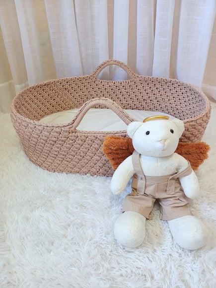Cesto Moisés Grande de Crochê Bercinho para Quarto Bebê