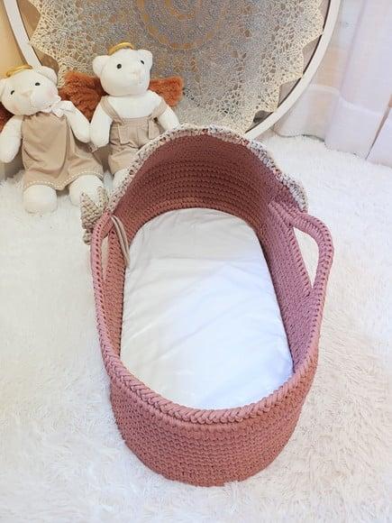 Cesto Moisés Ninho de Crochê Bercinho para Quarto Bebê