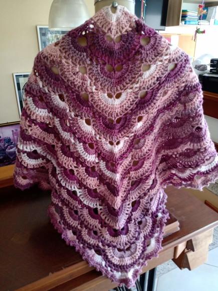 Xale em Crochê Lã Batik Mesclado