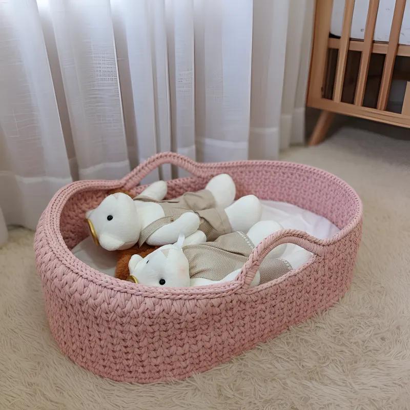 Cesto Moisés Grande de Crochê Bercinho para Quarto Bebê