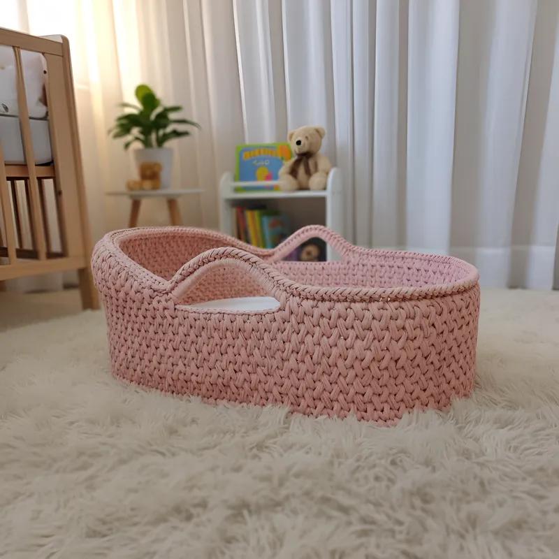 Cesto Moisés Grande de Crochê Bercinho para Quarto Bebê