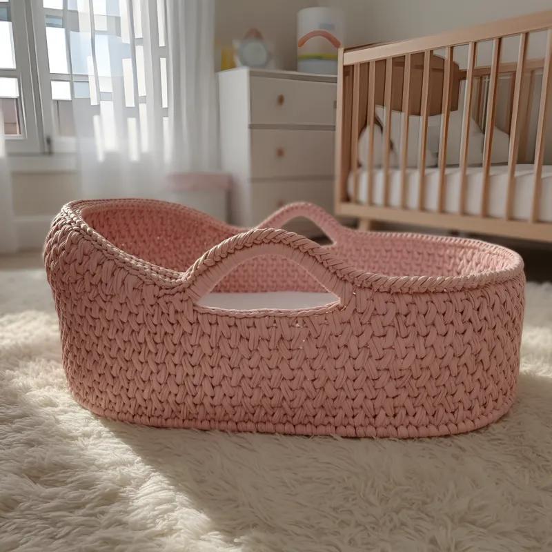 Cesto Moisés Grande de Crochê Bercinho para Quarto Bebê