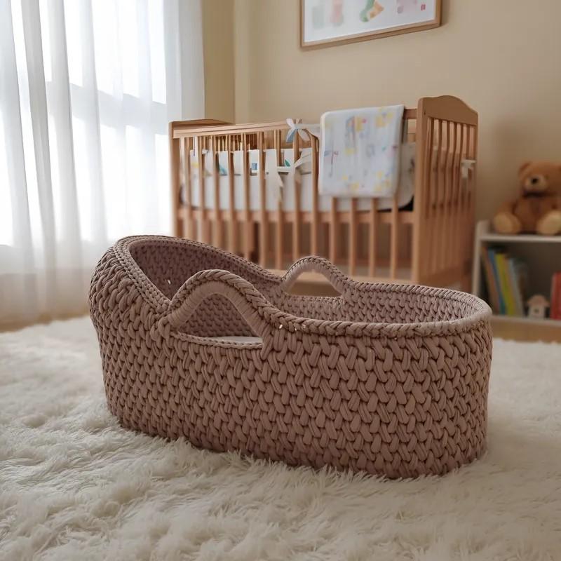 Cesto Moisés Grande de Crochê Bercinho para Quarto Bebê