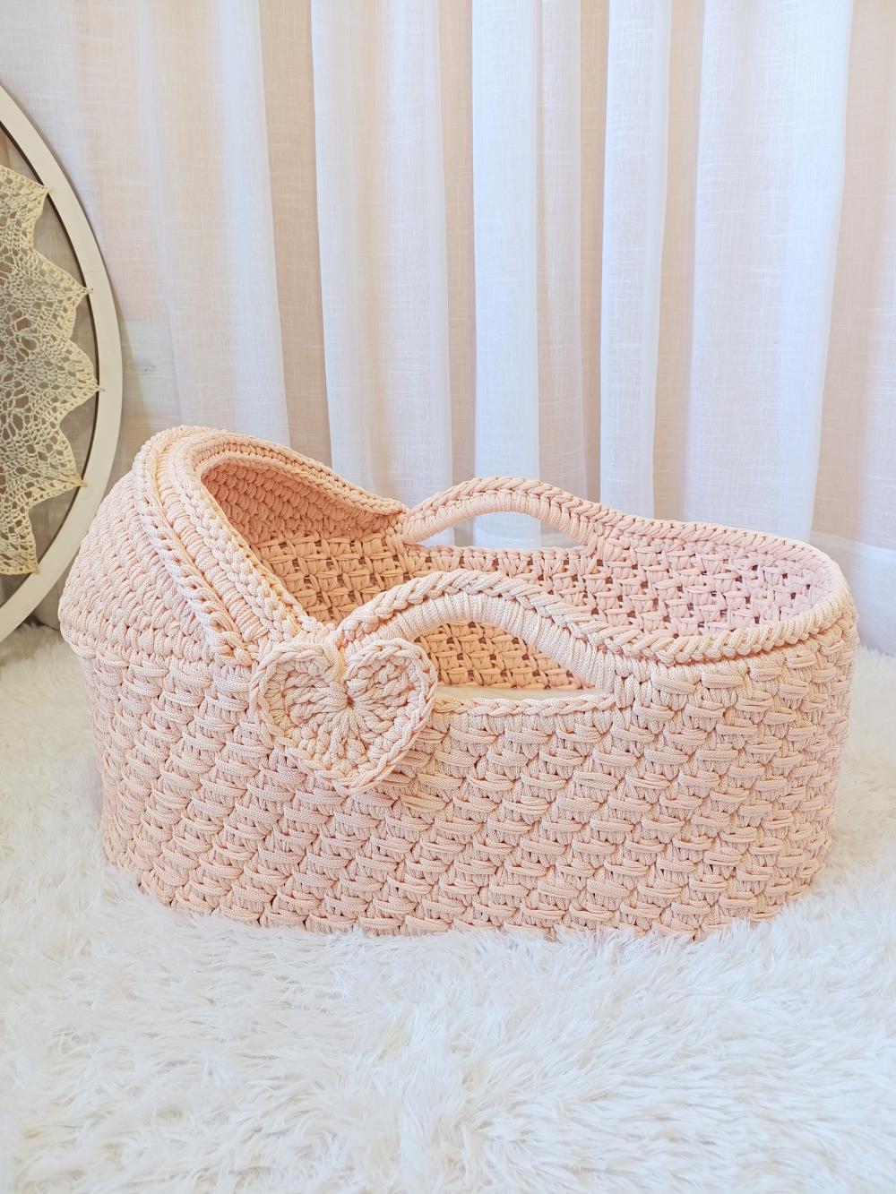 Cesto Moisés de Crochê Bercinho para Quarto Bebê