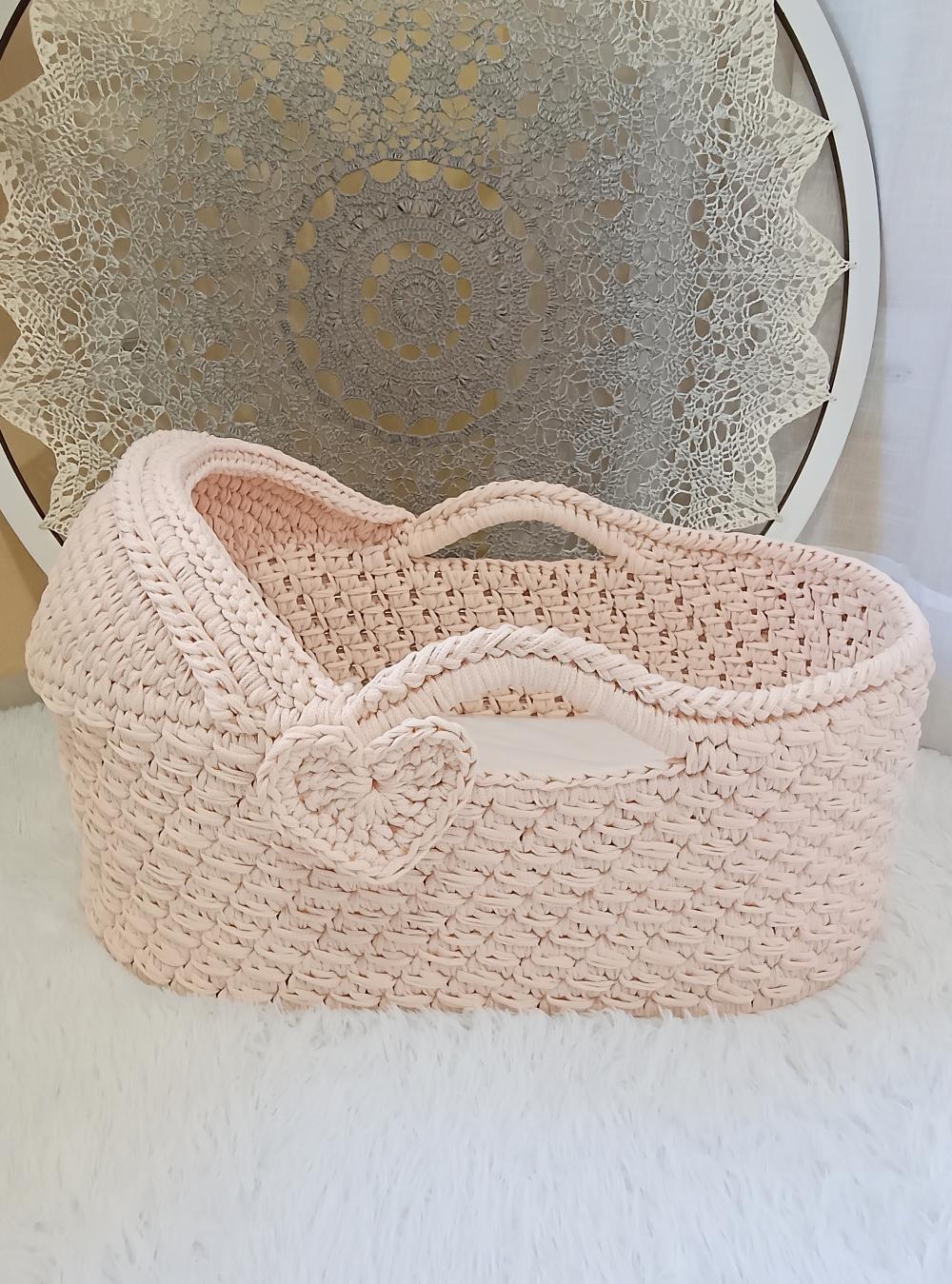 Cesto Moisés de Crochê Bercinho para Quarto Bebê