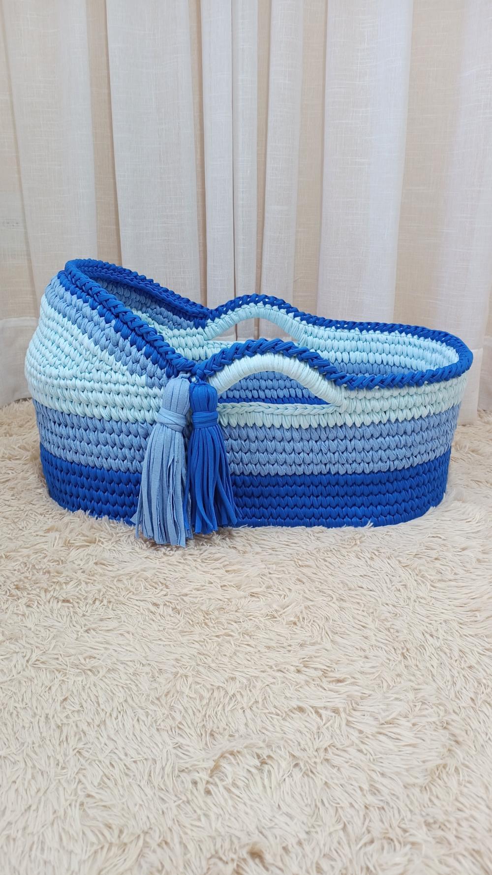 Cesto Moisés de Crochê Bercinho para Quarto Bebê