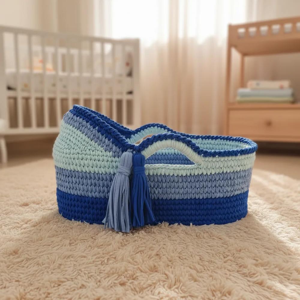 Cesto Moisés de Crochê Bercinho para Quarto Bebê