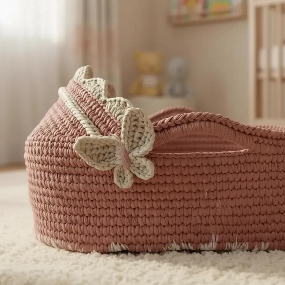 Cesto Moisés Ninho de Crochê Bercinho para Quarto Bebê