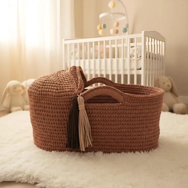 Cesto Moisés de Crochê Bercinho para Quarto Bebê