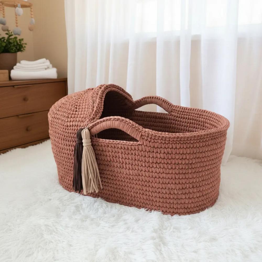 Cesto Moisés de Crochê Bercinho para Quarto Bebê