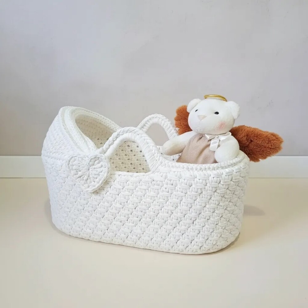 Cesto Moisés Ninho de Crochê Bercinho para Quarto Bebê