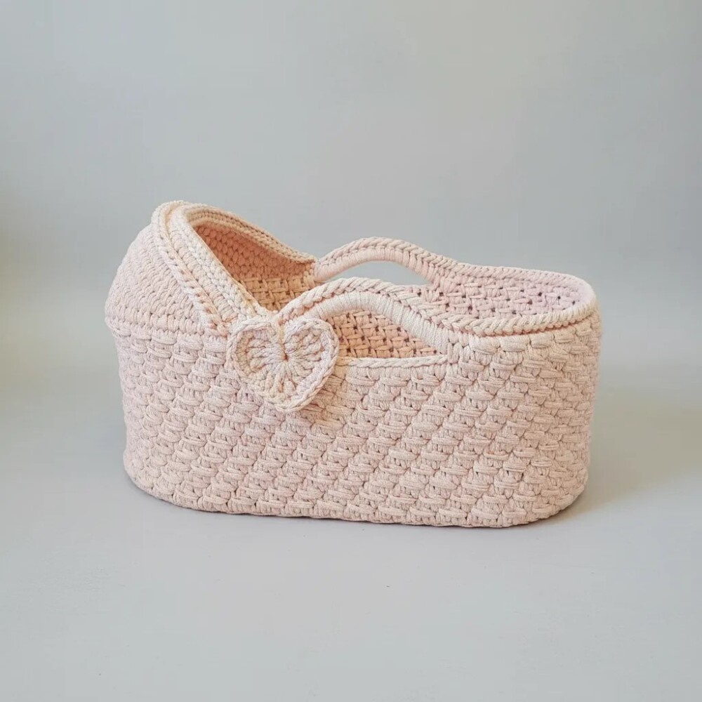 Cesto Moisés de Crochê Bercinho para Quarto Bebê