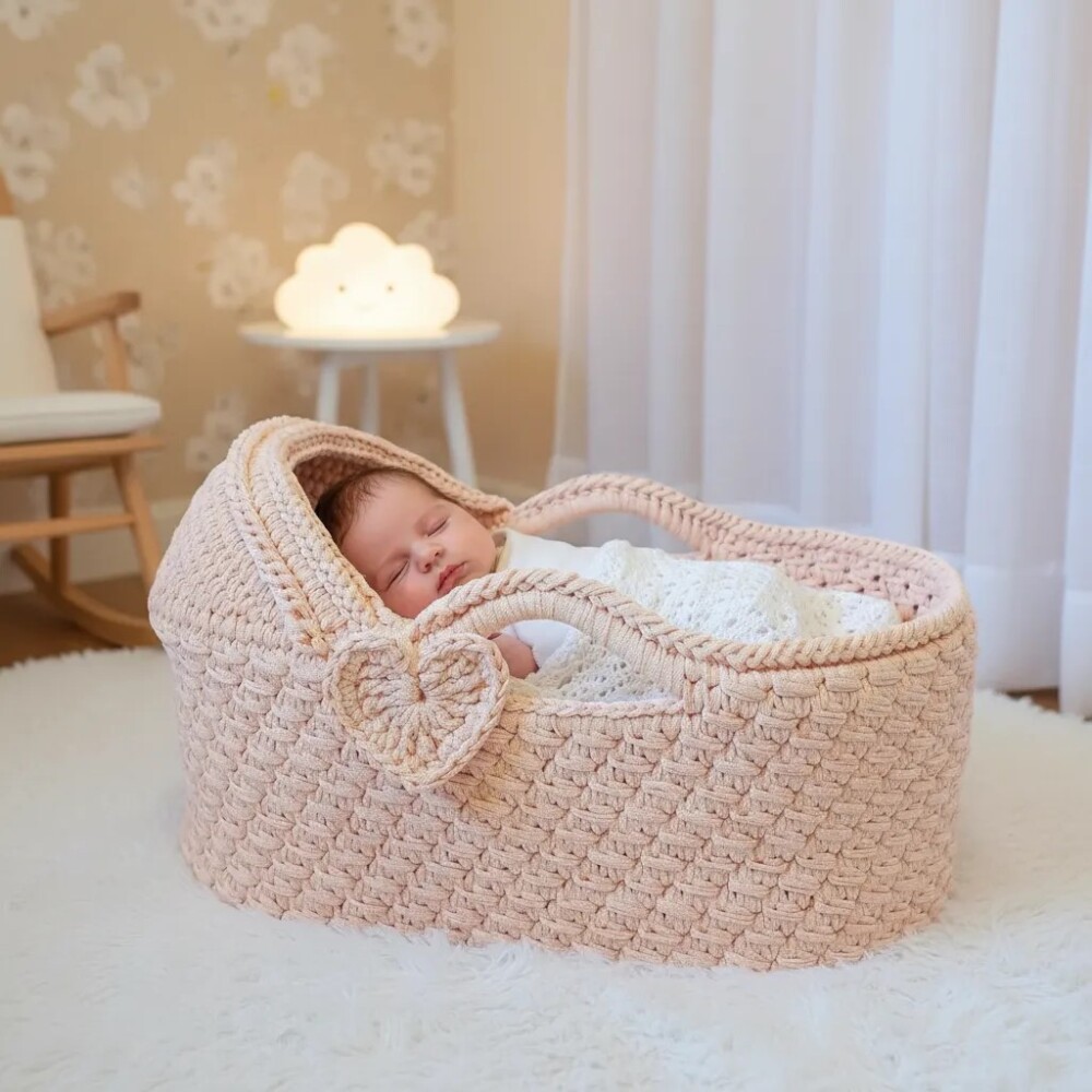 Cesto Moisés de Crochê Bercinho para Quarto Bebê