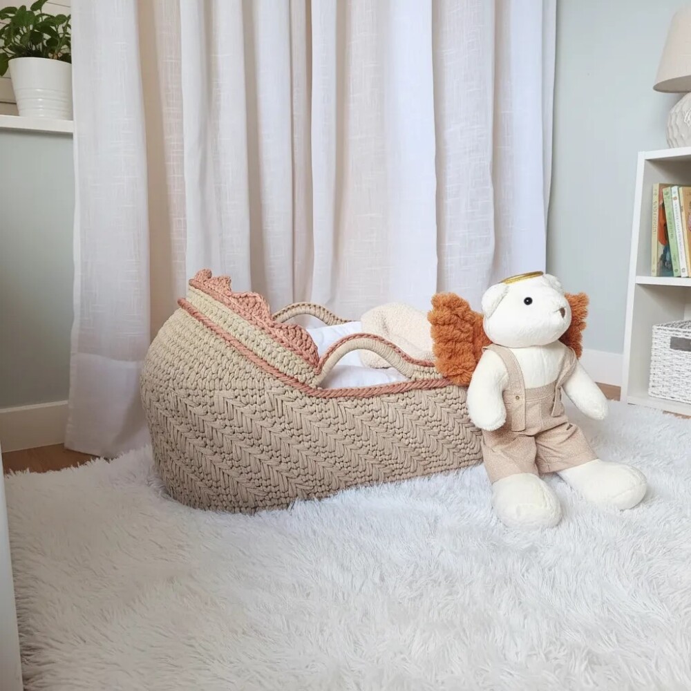 Cesto Moisés de Crochê Bercinho para Quarto Bebê