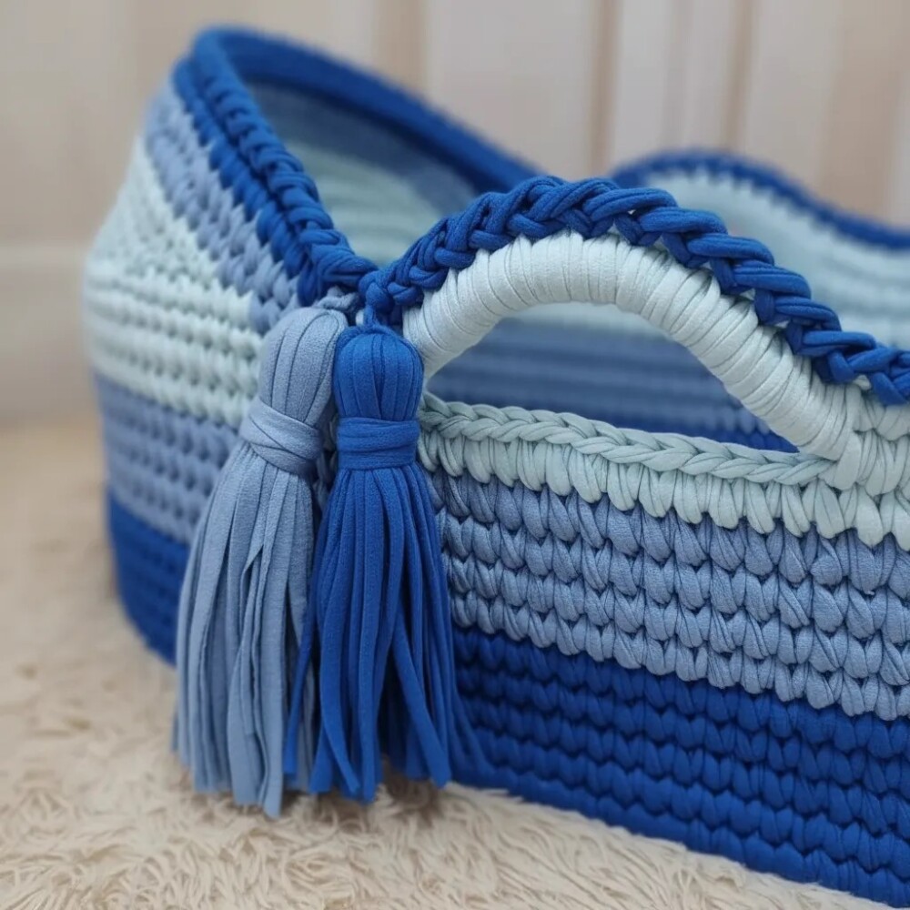 Cesto Moisés de Crochê Bercinho para Quarto Bebê