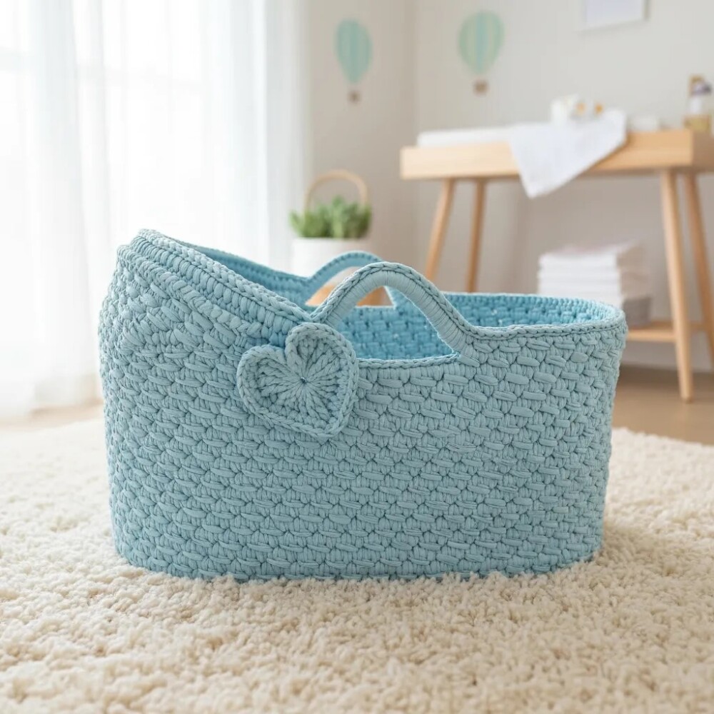 Cesto Moisés de Crochê Bercinho para Quarto Bebê