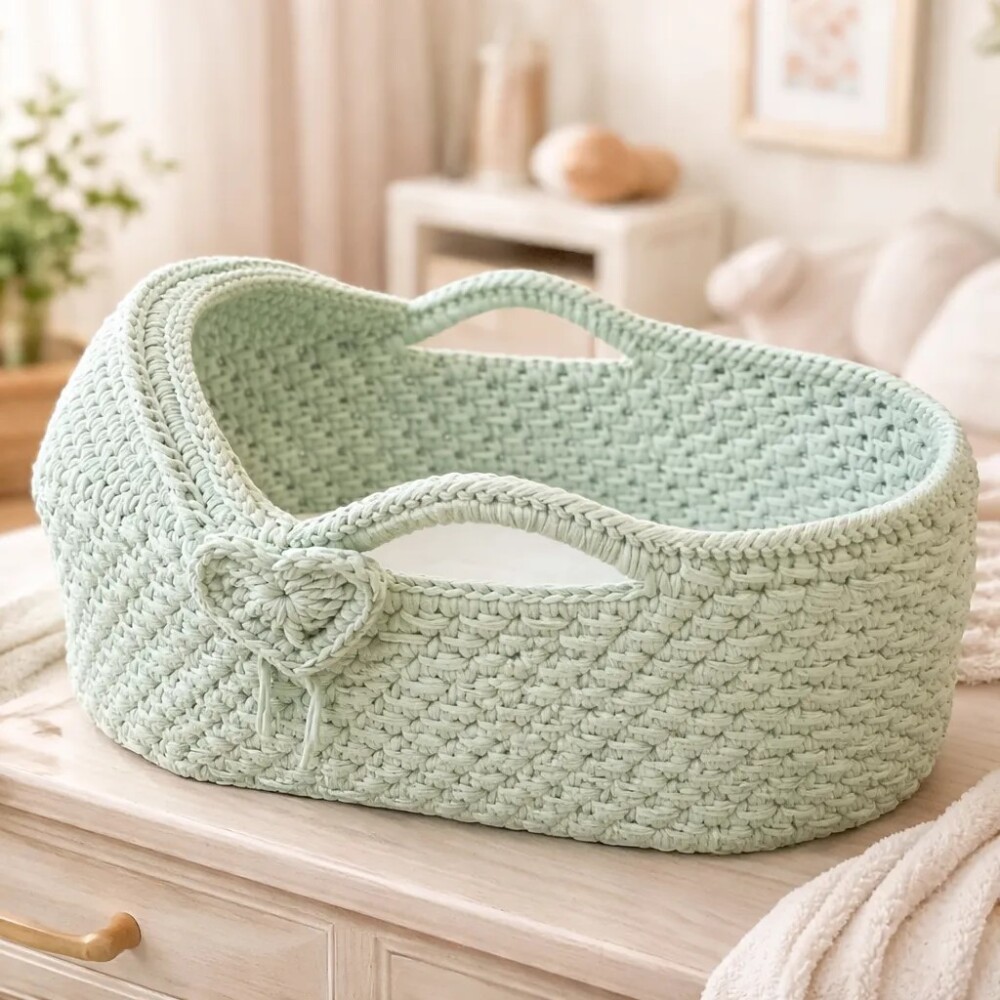 Cesto Moisés de Crochê Bercinho para Quarto Bebê