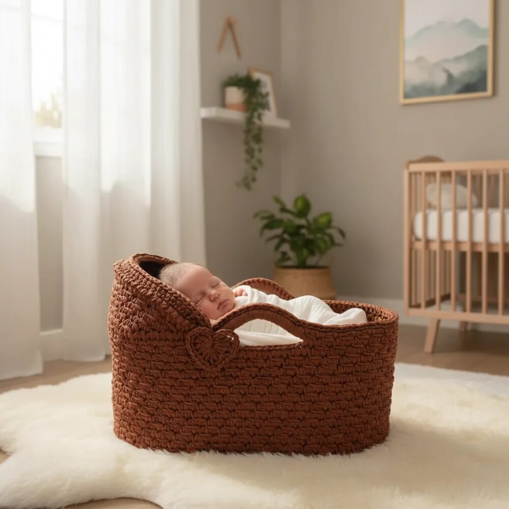 Cesto Moisés de Crochê Bercinho para Quarto Bebê