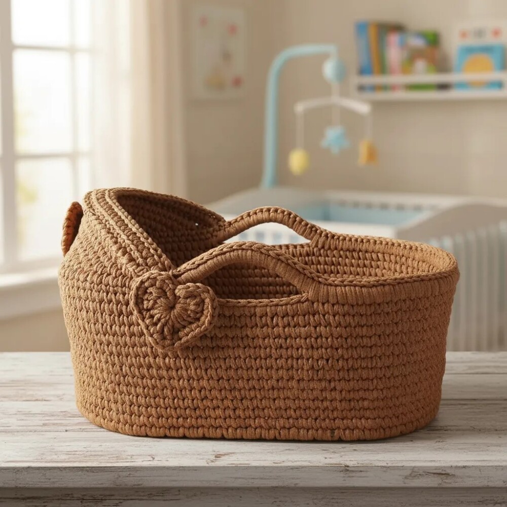 Cesto Moisés de Crochê Bercinho para Quarto Bebê
